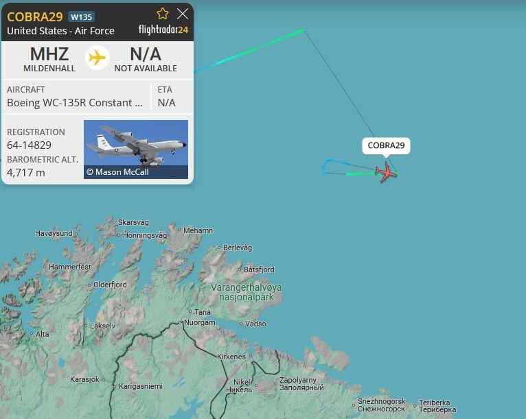 Pesawat Pengintai Nuklir Angkatan Udara AS Terlihat di Dekat Perbatasan Rusia