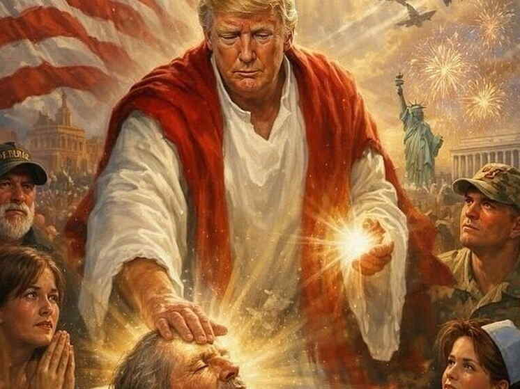 Trump Mengunggah Gambar Dirinya Sebagai Yesus di Media Sosial