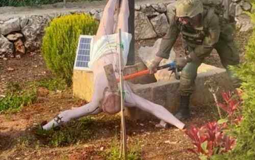 Tentara Israel Menghancurkan Patung Yesus Kristus di Lebanon