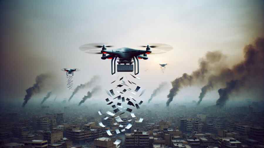 "Bukan Hanya Bom": Drone Rusia Menjatuhkan Selebaran yang Menyerukan Penyerahan diri Tepat di Atas Kepala para Militan Ukraina